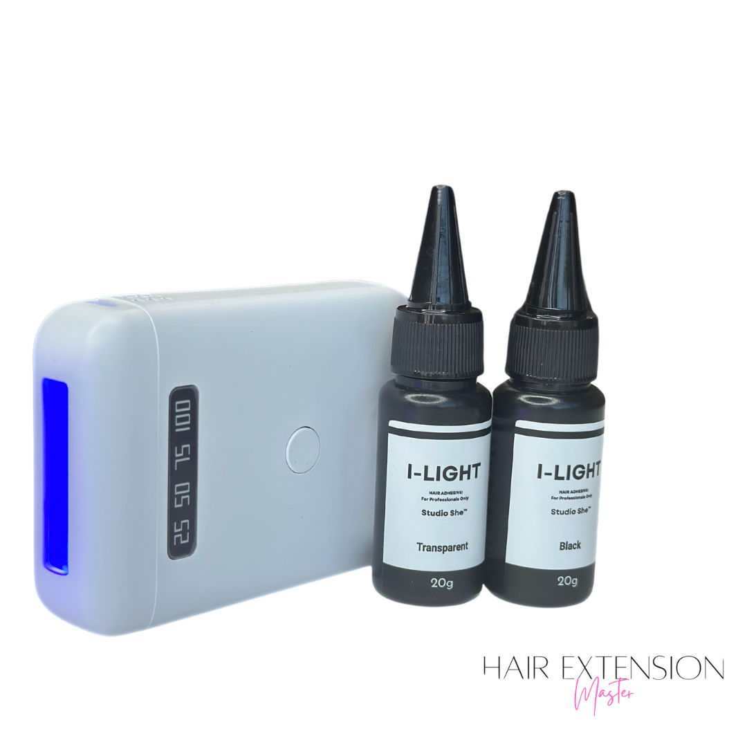 LED Hair Extension Kit with glue and light